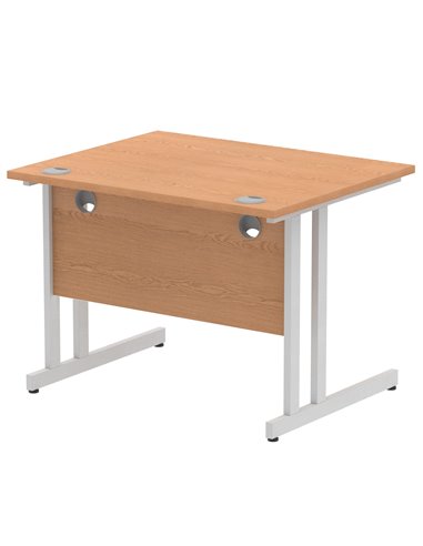Dynamic Impulse 1000 x 800mm Straight Office Desk Oak Top Silver Cantilever Leg MI000805
