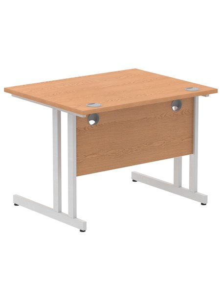 Dynamic Impulse 1000 x 800mm Straight Office Desk Oak Top Silver Cantilever Leg MI000805 - pic 76371 | FastDaddyshop