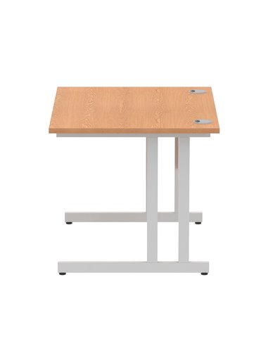 Dynamic Impulse 1000 x 800mm Straight Office Desk Oak Top Silver Cantilever Leg MI000805