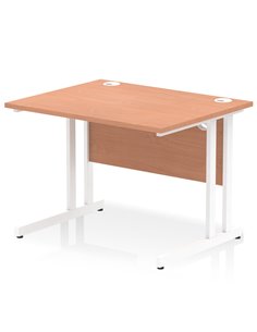Dynamic Impulse 1000 x 800mm Straight Office Desk Beech Top White Cantilever Leg MI001673