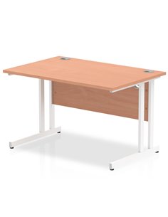 Dynamic Impulse 1200 x 800mm Straight Office Desk Beech Top White Cantilever Leg MI001674