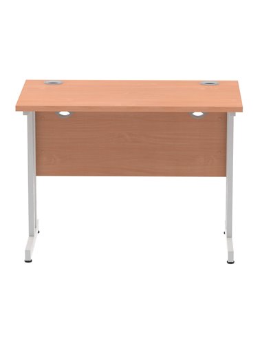 Dynamic Impulse 1000 x 600mm Straight Office Desk Beech Top Silver Cantilever Leg MI001678