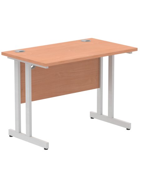 Dynamic Impulse 1000 x 600mm Straight Office Desk Beech Top Silver Cantilever Leg MI001678 - pic 76381 | FastDaddyshop