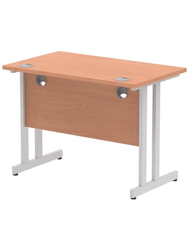 Dynamic Impulse 1000 x 600mm Straight Office Desk Beech Top Silver Cantilever Leg MI001678