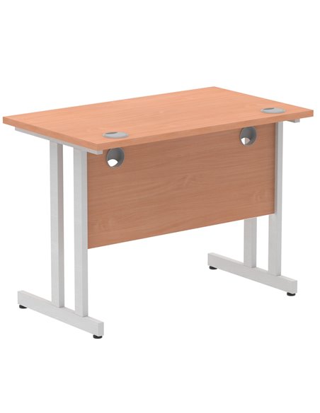Dynamic Impulse 1000 x 600mm Straight Office Desk Beech Top Silver Cantilever Leg MI001678 - pic 76385 | FastDaddyshop