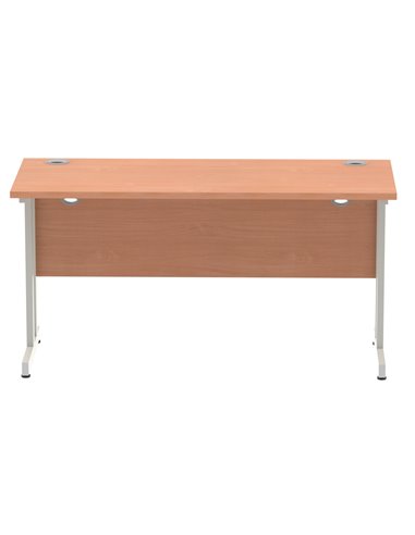 Dynamic Impulse 1400 x 600mm Straight Office Desk Beech Top Silver Cantilever Leg MI001680