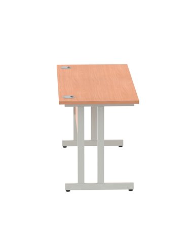 Dynamic Impulse 1400 x 600mm Straight Office Desk Beech Top Silver Cantilever Leg MI001680