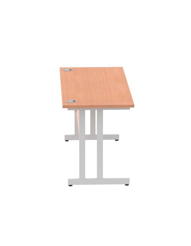 Dynamic Impulse 1600 x 600mm Straight Office Desk Beech Top Silver Cantilever Leg MI001681