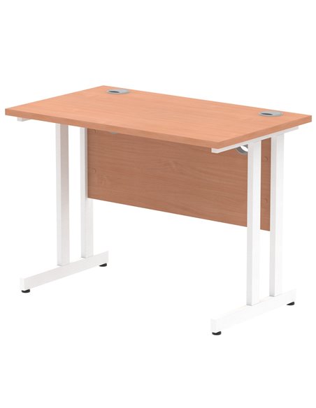Dynamic Impulse 1000 x 600mm Straight Office Desk Beech Top White Cantilever Leg MI001683 - pic 76419 | FastDaddyshop