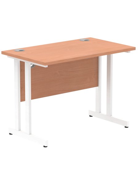 Dynamic Impulse 1000 x 600mm Straight Office Desk Beech Top White Cantilever Leg MI001683 - pic 76421 | FastDaddyshop