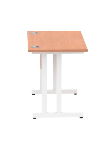 Dynamic Impulse 1000 x 600mm Straight Office Desk Beech Top White Cantilever Leg MI001683