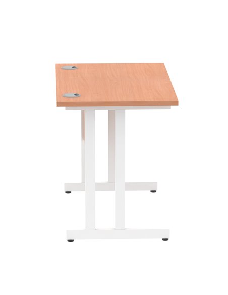 Dynamic Impulse 1000 x 600mm Straight Office Desk Beech Top White Cantilever Leg MI001683 - pic 76422 | FastDaddyshop