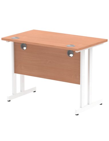 Dynamic Impulse 1000 x 600mm Straight Office Desk Beech Top White Cantilever Leg MI001683