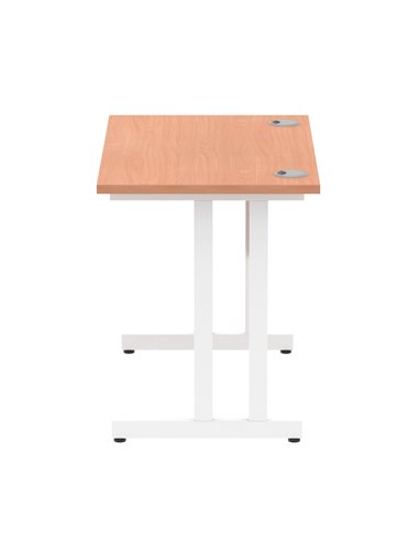 Dynamic Impulse 1000 x 600mm Straight Office Desk Beech Top White Cantilever Leg MI001683