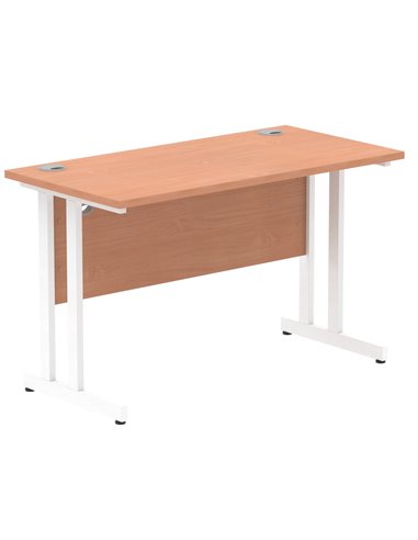 Dynamic Impulse 1200 x 600mm Straight Office Desk Beech Top White Cantilever Leg MI001684