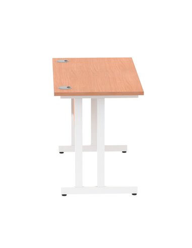 Dynamic Impulse 1200 x 600mm Straight Office Desk Beech Top White Cantilever Leg MI001684