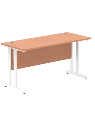 Dynamic Impulse 1400 x 600mm Straight Office Desk Beech Top White Cantilever Leg MI001685