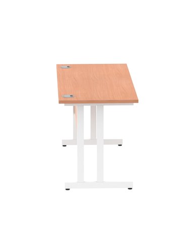 Dynamic Impulse 1400 x 600mm Straight Office Desk Beech Top White Cantilever Leg MI001685