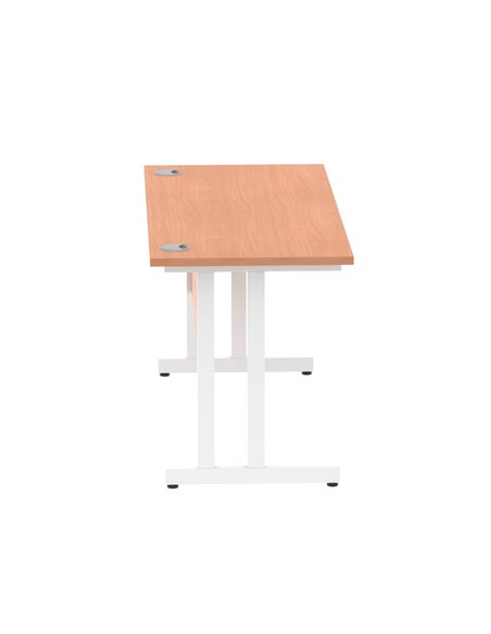 Dynamic Impulse 1400 x 600mm Straight Office Desk Beech Top White Cantilever Leg MI001685 - pic 76438 | FastDaddyshop