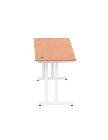 Dynamic Impulse 1600 x 600mm Straight Office Desk Beech Top White Cantilever Leg MI001686