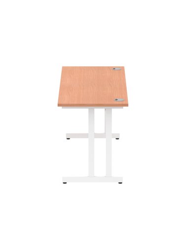 Dynamic Impulse 1600 x 600mm Straight Office Desk Beech Top White Cantilever Leg MI001686