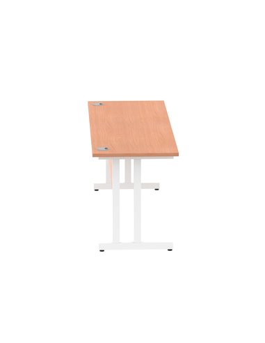 Dynamic Impulse 1800 x 600mm Straight Office Desk Beech Top White Cantilever Leg MI001687