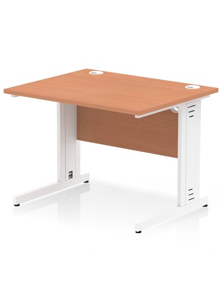 Dynamic Impulse 1000 x 800mm Straight Office Desk Beech Top White Cable Managed Leg MI001753 - pic 76464 | FastDaddyshop