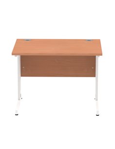 Dynamic Impulse 1000 x 800mm Straight Office Desk Beech Top White Cable Managed Leg MI001753 2