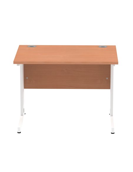 Dynamic Impulse 1000 x 800mm Straight Office Desk Beech Top White Cable Managed Leg MI001753 - pic 76465 | FastDaddyshop