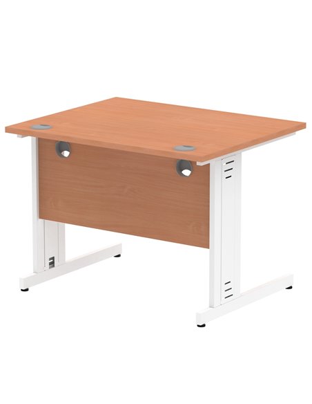 Dynamic Impulse 1000 x 800mm Straight Office Desk Beech Top White Cable Managed Leg MI001753 - pic 76468 | FastDaddyshop
