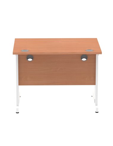Dynamic Impulse 1000 x 800mm Straight Office Desk Beech Top White Cable Managed Leg MI001753