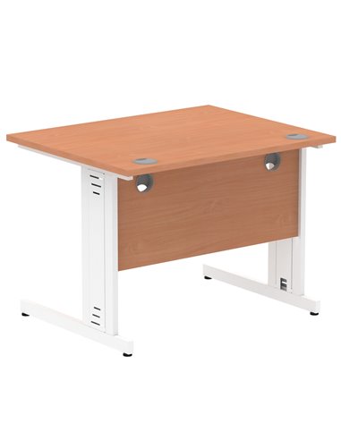 Dynamic Impulse 1000 x 800mm Straight Office Desk Beech Top White Cable Managed Leg MI001753
