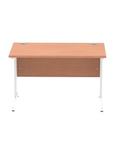 Dynamic Impulse 1200 x 800mm Straight Office Desk Beech Top White Cable Managed Leg MI001754 2
