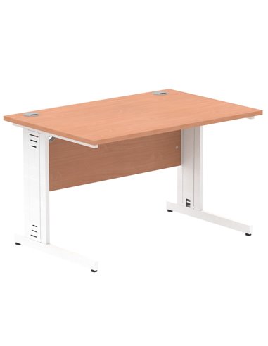 Dynamic Impulse 1200 x 800mm Straight Office Desk Beech Top White Cable Managed Leg MI001754
