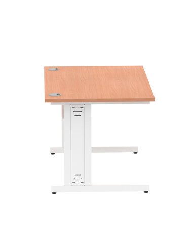 Dynamic Impulse 1200 x 800mm Straight Office Desk Beech Top White Cable Managed Leg MI001754