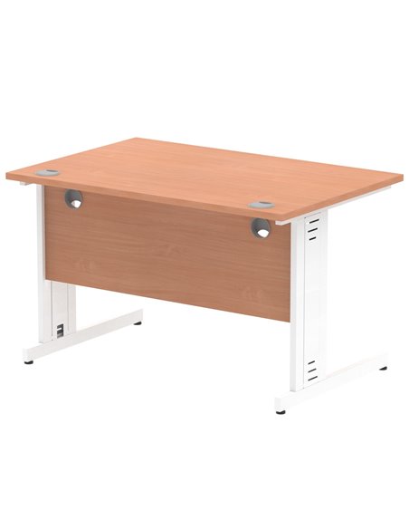 Dynamic Impulse 1200 x 800mm Straight Office Desk Beech Top White Cable Managed Leg MI001754 - pic 76476 | FastDaddyshop