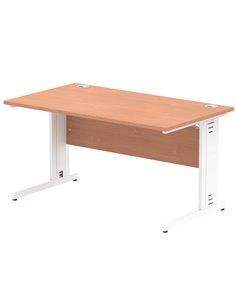 Dynamic Impulse 1400 x 800mm Straight Office Desk Beech Top White Cable Managed Leg MI001755