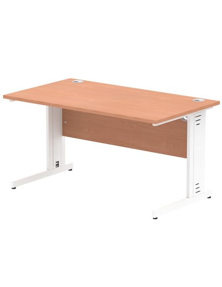 Dynamic Impulse 1400 x 800mm Straight Office Desk Beech Top White Cable Managed Leg MI001755 - pic 76480 | FastDaddyshop