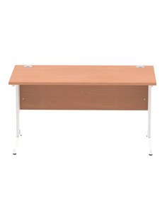 Dynamic Impulse 1400 x 800mm Straight Office Desk Beech Top White Cable Managed Leg MI001755 2