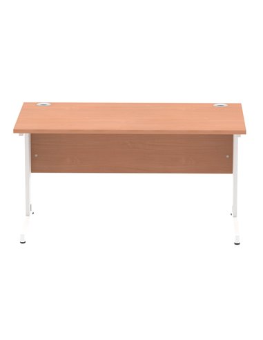 Dynamic Impulse 1400 x 800mm Straight Office Desk Beech Top White Cable Managed Leg MI001755