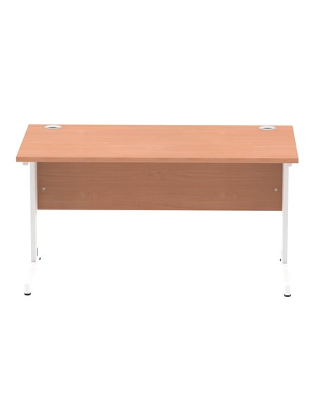 Dynamic Impulse 1400 x 800mm Straight Office Desk Beech Top White Cable Managed Leg MI001755 - pic 76481 | FastDaddyshop