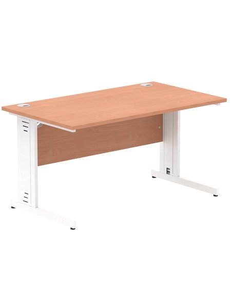 Dynamic Impulse 1400 x 800mm Straight Office Desk Beech Top White Cable Managed Leg MI001755 - pic 76482 | FastDaddyshop
