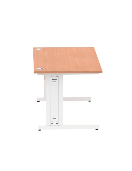 Dynamic Impulse 1400 x 800mm Straight Office Desk Beech Top White Cable Managed Leg MI001755 - pic 76483 | FastDaddyshop