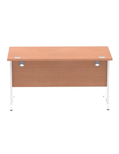 Dynamic Impulse 1400 x 800mm Straight Office Desk Beech Top White Cable Managed Leg MI001755
