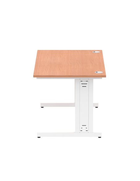 Dynamic Impulse 1400 x 800mm Straight Office Desk Beech Top White Cable Managed Leg MI001755 - pic 76487 | FastDaddyshop