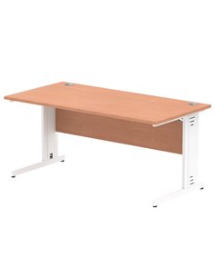 Dynamic Impulse 1600 x 800mm Straight Office Desk Beech Top White Cable Managed Leg MI001756