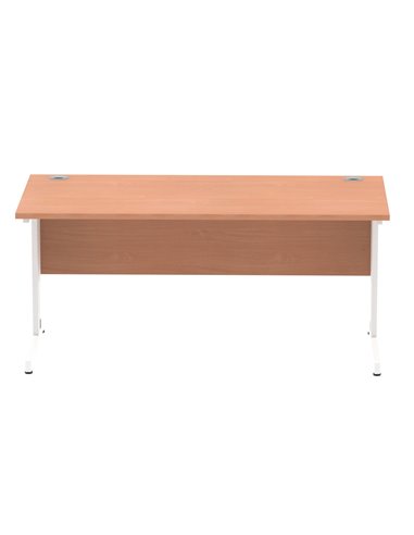 Dynamic Impulse 1600 x 800mm Straight Office Desk Beech Top White Cable Managed Leg MI001756