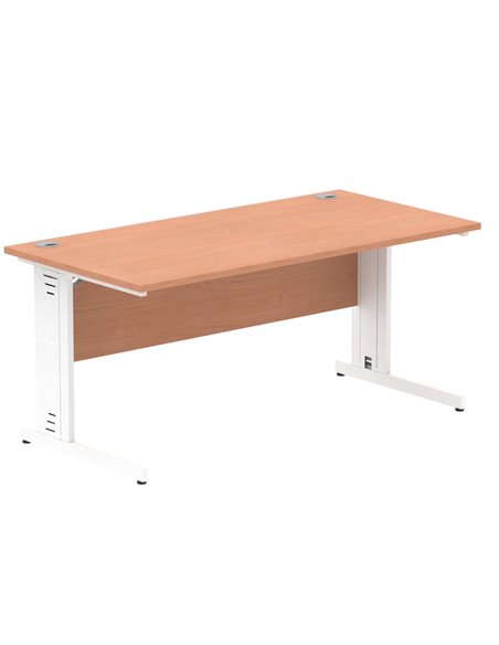Dynamic Impulse 1600 x 800mm Straight Office Desk Beech Top White Cable Managed Leg MI001756 - pic 76490 | FastDaddyshop