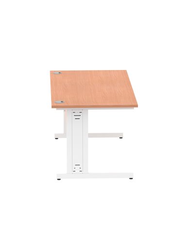 Dynamic Impulse 1600 x 800mm Straight Office Desk Beech Top White Cable Managed Leg MI001756