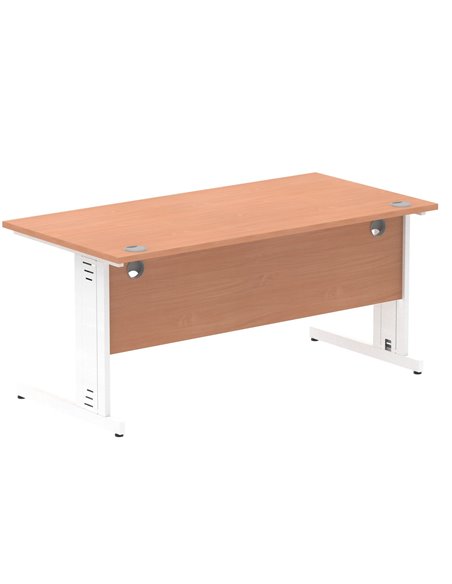 Dynamic Impulse 1600 x 800mm Straight Office Desk Beech Top White Cable Managed Leg MI001756 - pic 76494 | FastDaddyshop